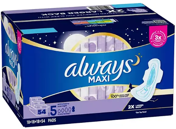 Fornaxmall.com: Always Maxi Overnight Pads- Extra Heavy , Unscented - Size 5 (54 ct.)