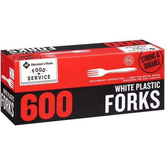 Buy from Fornaxmall.com- Member's Mark White Plastic Forks Pack of 1 - 600 Count