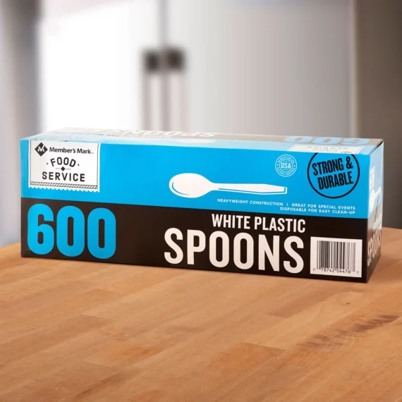 Buy from Fornaxmall.com- Member's Mark White Plastic Spoons 600Count