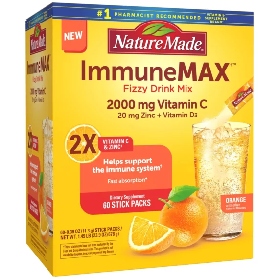 Buy from Fornaxmall.com- Nature Made ImmuneMAX Fizzy Drink Mix, with Vitamin C, Vitamin D and Zinc Supplement for Immune Support (60 ct