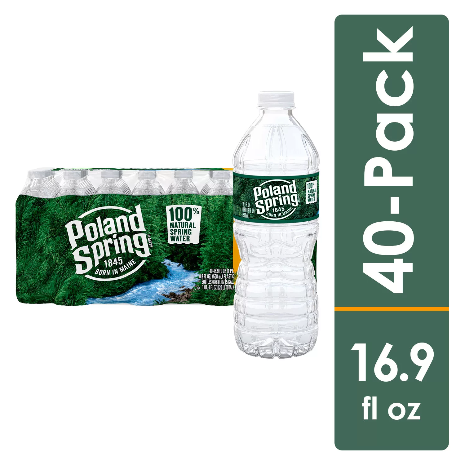 Buy from Fornaxmall.com- Poland Spring 100% Natural Spring Water 16.9 oz 40 pk