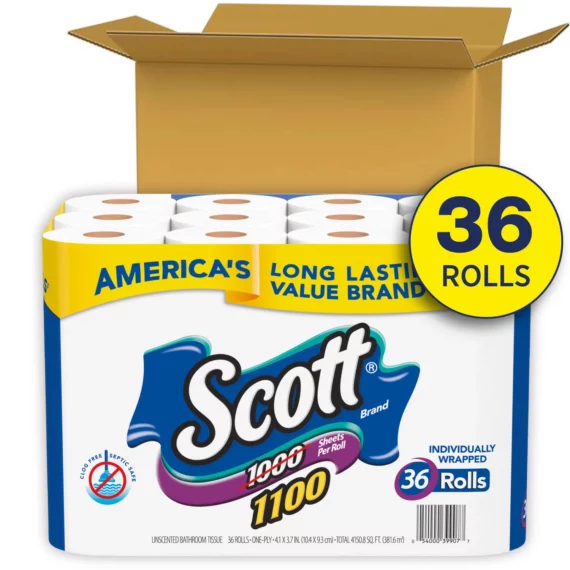Buy from Fornaxmall.com- Scott 1100 -1-Ply Toilet Paper -1100 sheetsroll, 36 rolls - Total 39600 sheets