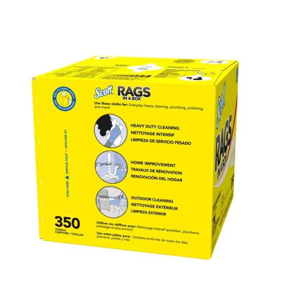 Fornaxmall.com: Scott Shop Rags In A Box 350 Count White Soft and Low in Lint 75650