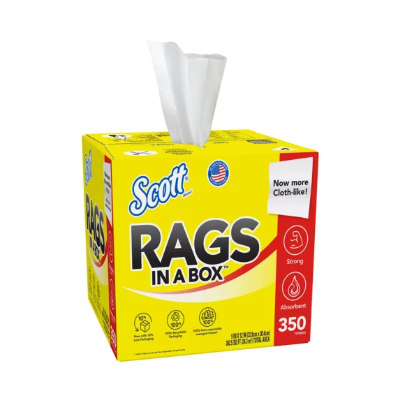 Fornaxmall.com: Scott Shop Rags In A Box 350 Count White Soft and Low in Lint 75650