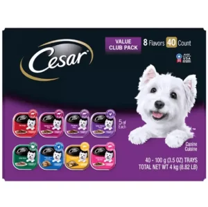 Fornaxmall.com: Cesar Canine Cuisine Wet Dog Food, 8 Flavor Variety Pack Classic Loaf in Sauce – Forty Counts with 8 Different Classic Flavors – Variety Pack