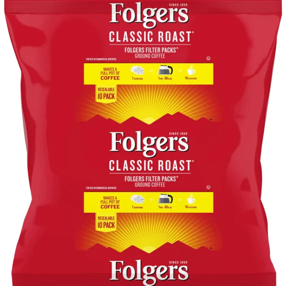 Folgers Classic Roast Ground Coffee, Filter Packs (0.9 oz., 40 ct