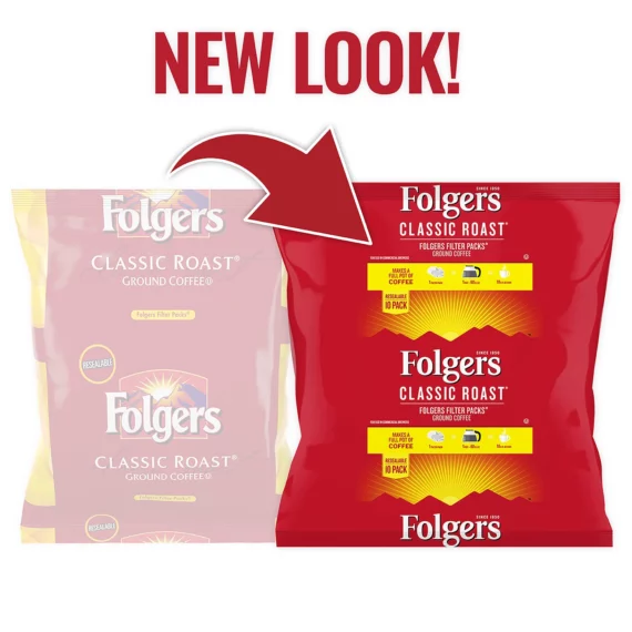 Folgers Classic Roast Ground Coffee, Filter Packs (0.9 oz., 40 ct