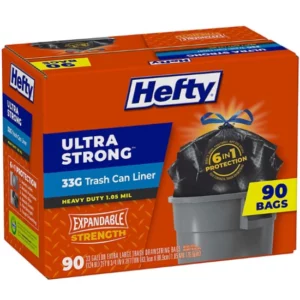 Hefty Ultra Strong Drawstring Trash Bags, Unscented (33 gal., 90 ct
