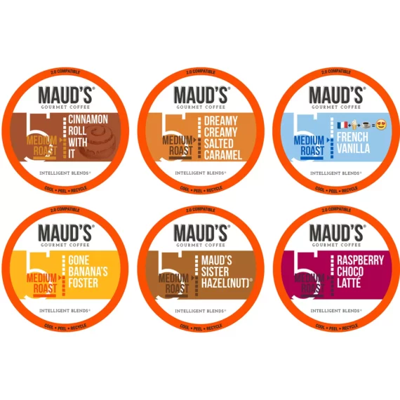 Maud's Gourmet 100% Arabica Flavored Coffee, Variety Pack (72 ct