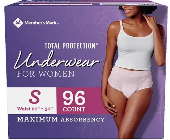 Members Mark Total Protection Underwear for Women, Small (96 Count) –  Fornax Store