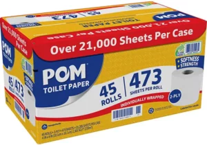 Fornaxmall.com: POM Bath Tissue, 2-Ply, White, 473 Sheets/Roll, 45 Rolls/Carton