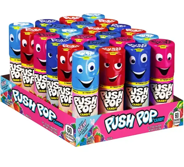 Fornaxmall.com: Push Pop Candy Assortment, Blue Raspberry, Watermelon, Strawberry, Cotton Candy and Mystery Flavors (24 pk