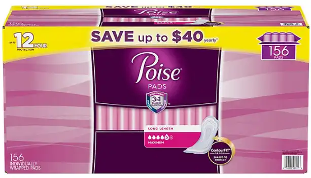 Fornaxmall.com: Poise Incontinence Pads, Long, Maximum Absorbency, CS/156