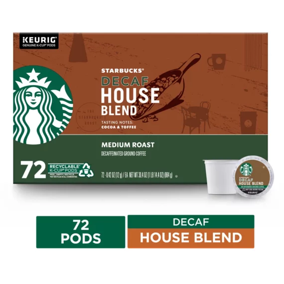 Starbucks Decaf Medium Roast K-Cups, House Blend (72 ct
