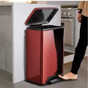 Fornaxmall.com: Tramontina Step Trash Can Stainless Steel 13 Gallon ( Red)