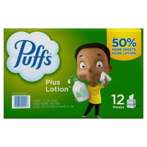 Buy from Fornaxmall.com- Puffs Plus Lotion Facial Tissues -12 mega cubes-864 Total Tissues