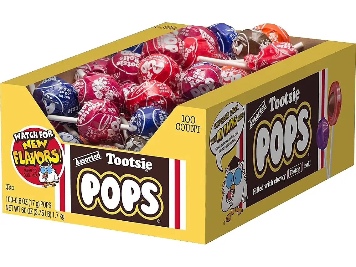 Buy from Fornaxmall.com- Tootsie Roll Pops 60 oz Assorted Flavors 100Box