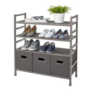 Buy from Fornaxmall.com- neatfreak 4-Tier Stackable Metal Storage Rack with Fabric Bins