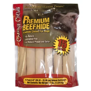 Buy from Fornaxmall.com- Canine Chews Premium All-Natural Beef Hide Canine Retrievers - 15 Pack - 3.7 lb