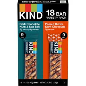 Buy from Fornaxmall.com- KIND Snack Bars Variety Pack, Dark Chocolate Nuts & Sea Salt - Peanut Butter Dark Chocolate -18 Counts