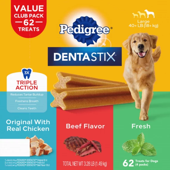Buy from Fornaxmall.com- Pedigree Dentastix Dog Treats for Large Dogs, Variety Pack - 62 CT-3.34 lbs