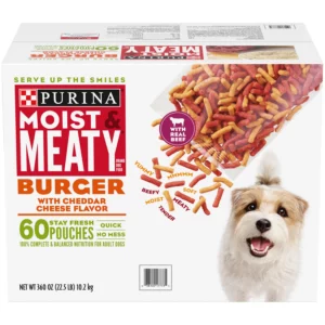Buy from Fornaxmall.com- Purina Moist & Meaty Dog Food, Burger 6 Ounce - 60 CT - 22.5 Lb
