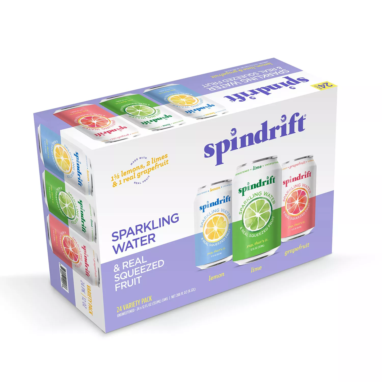 Buy from Fornaxmall.com- Spindrift Sparkling Water with Real Squeezed Fruit, Variety Pack -12 fl oz - 24 Pack