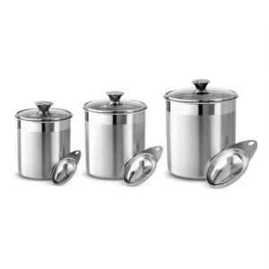 Buy From Fornaxmall.com6 Pc Stainless Steel Covered Canister Set with Measuring Scoops