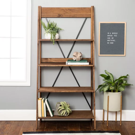 Buy From Fornaxmall.comFrankie 68" Solid Wood Ladder Bookshelf - Brown