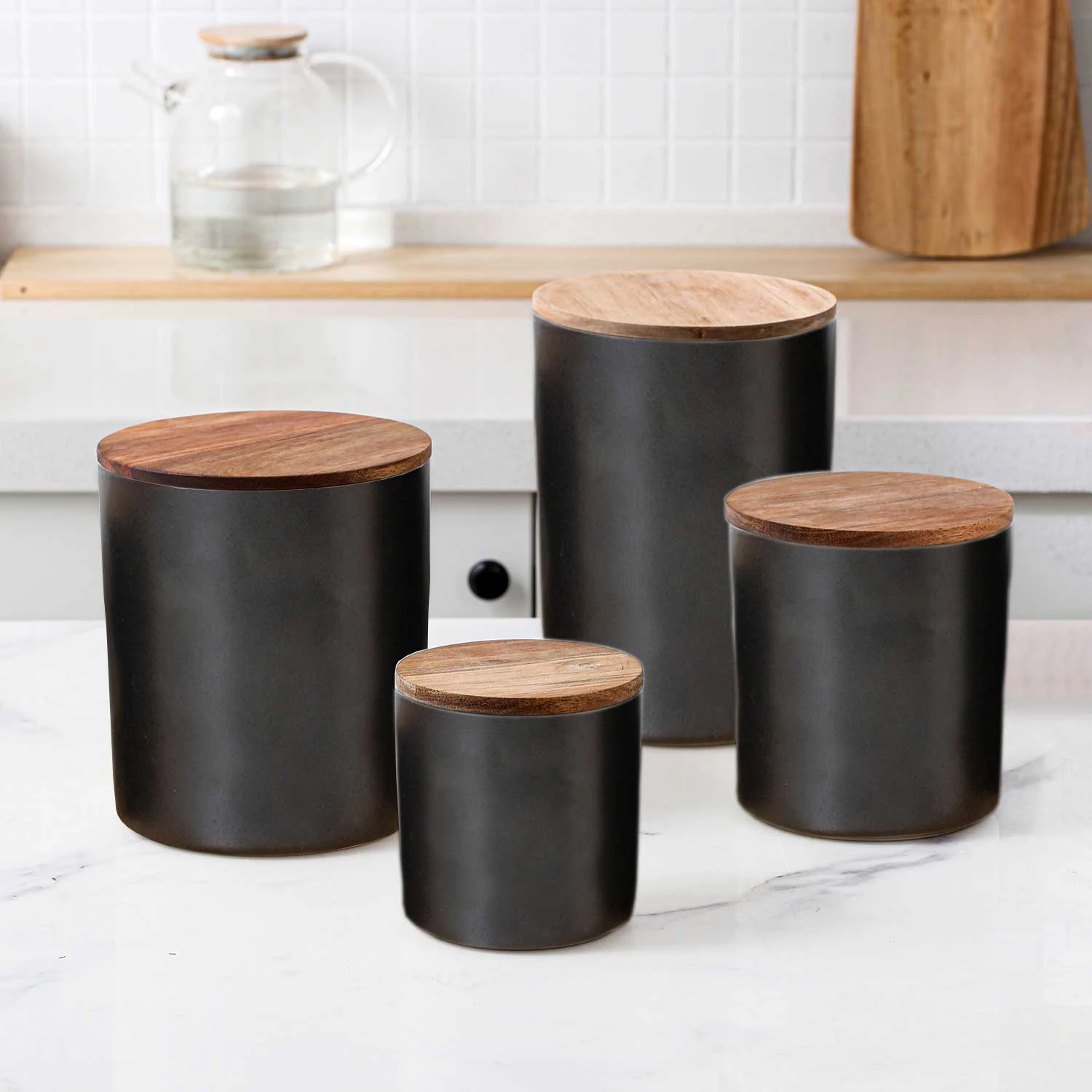 Buy From Fornaxmall.com Canister With Acacia Wood