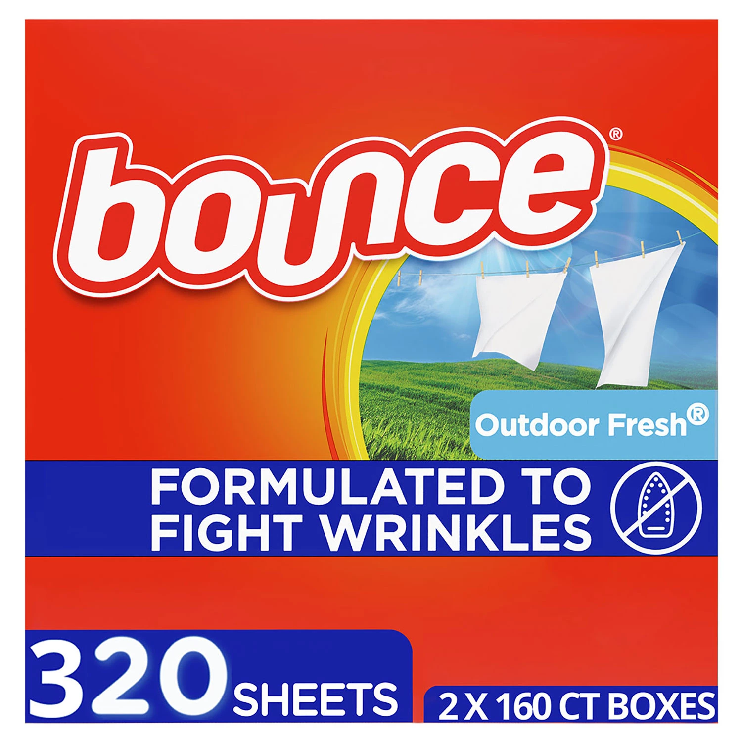 Bounce Fabric Softener Dryer Sheet Outdoor Fresh - 2 x 160 CT
